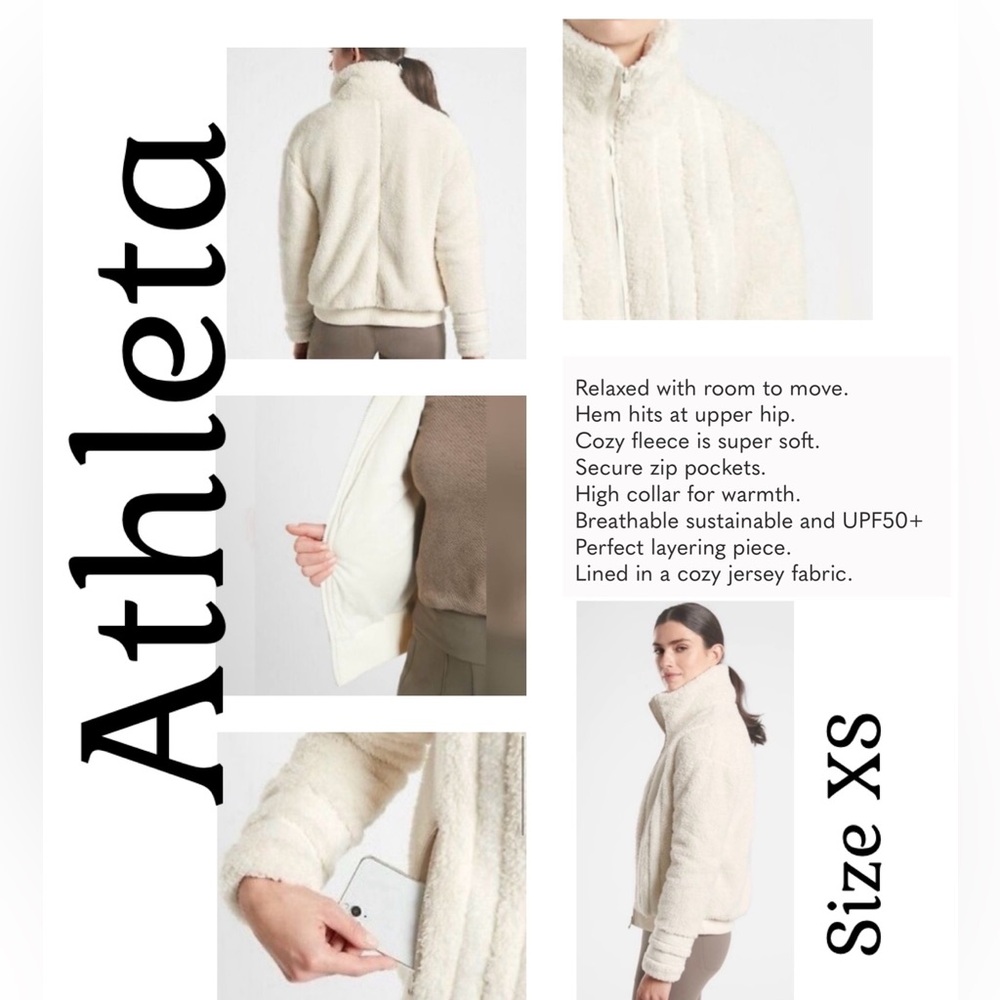 Athleta Willow Cream Teddybear Sherpa Jacket